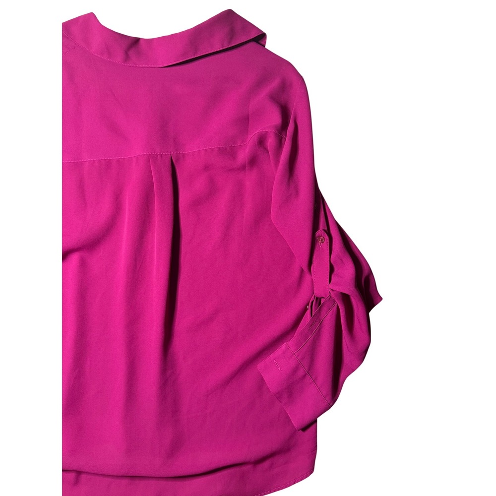 Express Magenta Pink Portofino Roll Tab Sleeve Button Down Blouse Large L - Picture 8 of 11